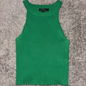 Green Ribbed Women's Crop Top
